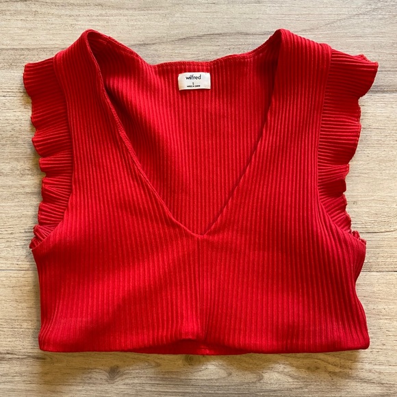 Wilfred crop top with flutter cap sleeve - Picture 1 of 5